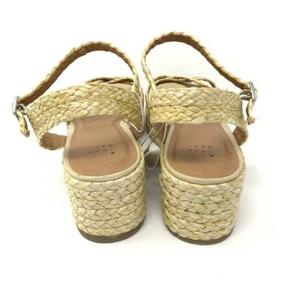 A New Day Luisa Natural Woven Straw Wedge Sandals Strappy Women's Size 11 - Picture 3 of 7